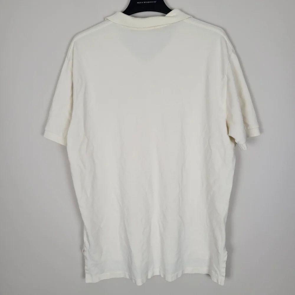 Polo Ralph Lauren Men's XL 100% Cotton Solid Ivory 2 Button Short Sleeve Polo